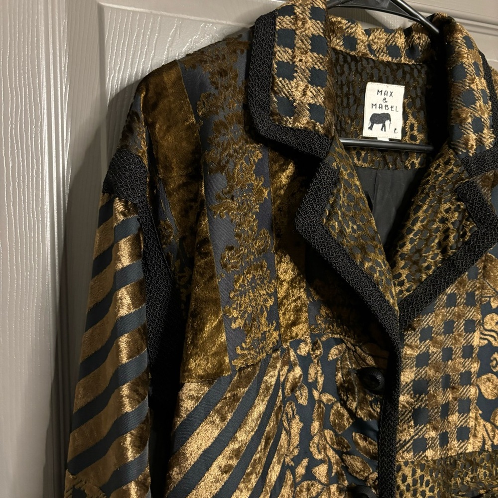 Vintage Max & Mabel Velveteen Patchwork Mixed Media Jacket Blazer L